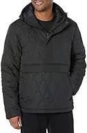 Amazon Essentials Men's Anorak Hooded Quarter-Zip Puffer Coat, Black, X-Large