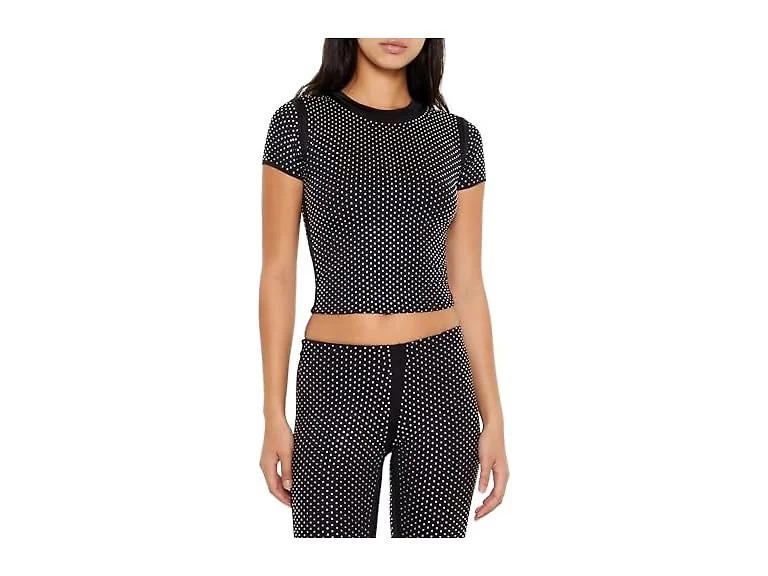 Forever 21 Women (M) Contour Sculpt Rhinestone Tee