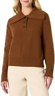 Amazon Essentials Women's Relaxed-Fit Button Collar Sweater, Caramel Heather, XX-Large