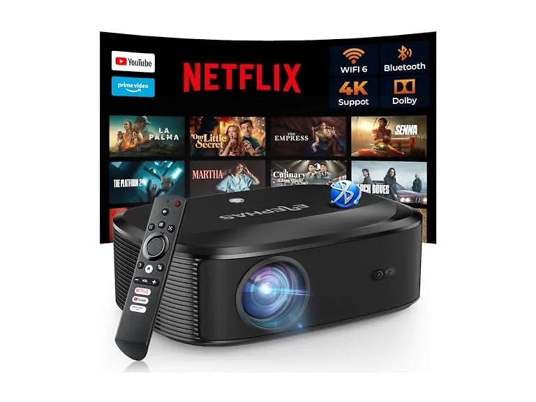 ELEPHAS W1K 4K Projector with Wifi and Bluetooth (Open Box)