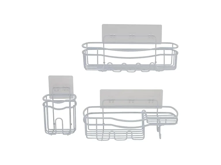 Bath Bliss Ultimate 3 Piece Adhesive Shower Caddy Set