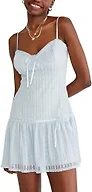 Aeropostale Women's Floral Lace Trim Dress with Removable Strap, Blue