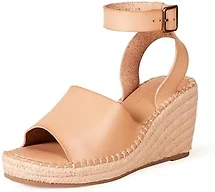 Amazon Essentials Women's Comfortable Ankle Strap Wedge Espadrille Sandal, Memory Foam, Blush, 5