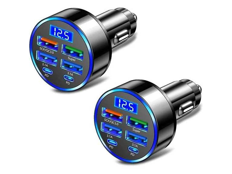 (2pk) 6-in-1 Port Adapter Car Charger