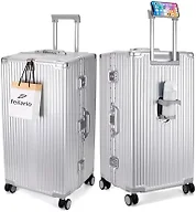 feilario Super Large Aluminum Frame Checked Zipperless Luggage