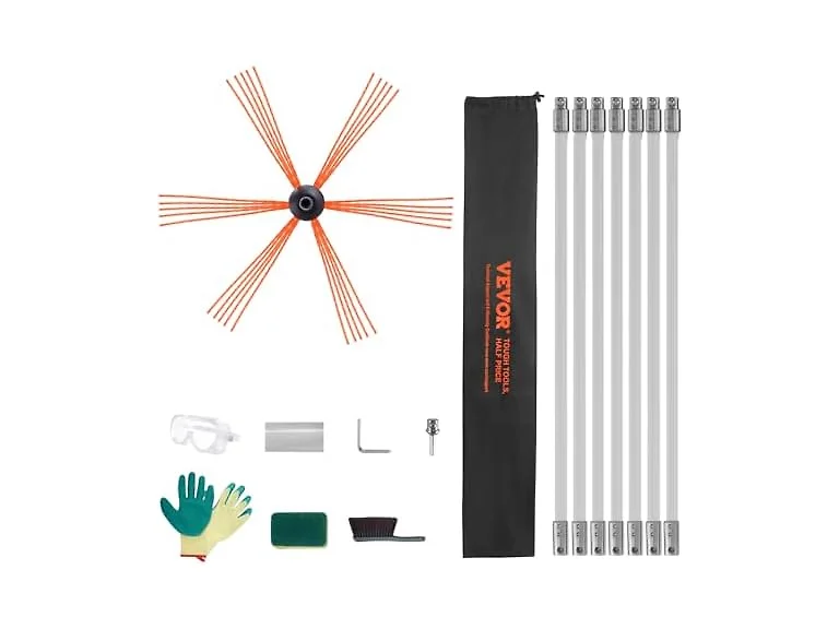 23 Feet Chimney Sweep Kit, w/ 7 Reinforced Nylon
