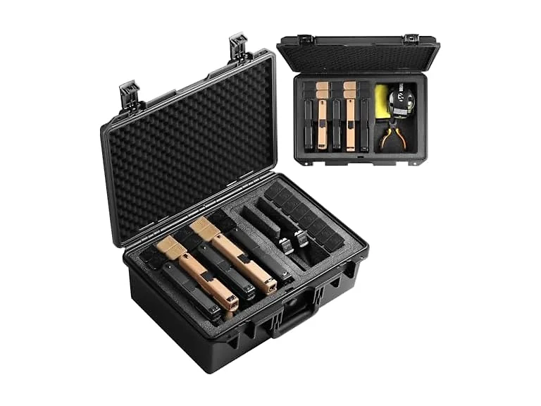 Waterproof Pistol Case 7 Guns 5+2 Layout