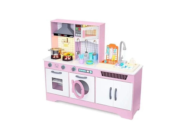 Wide Kitchen Set with Laundry Pink