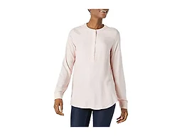 Amazon Essentials Women's Long-Sleeve Relaxed Fit Popover Blouse, Collared Business Casual Work Shirt, Pink White Classic Stripe, X-Large
