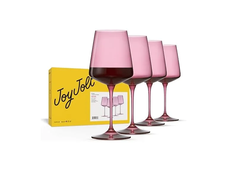 JoyJolt Sidney Stemmed Red Wine Glasses Set of 4 Blush