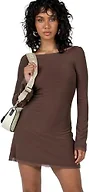 Princess Polly Lukea Long Sleeve Mini Dress Brown