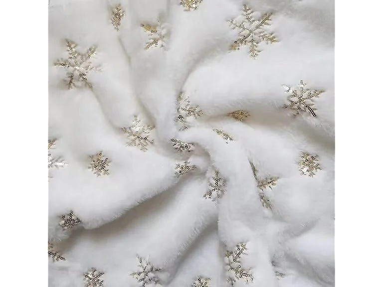 YYCRAFT 1 Yard Faux Fur Fabric with Sequin Snowflake