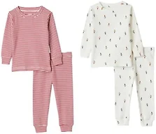 Amazon Essentials x Sofia Grainge Family Pajama Sets, Pack of 2, Ivory Skier, 2T