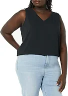 Amazon Essentials Women's Regular-Fit V Neck Sleeveless Layering Tank Top (Available in Plus Size), Black, Medium