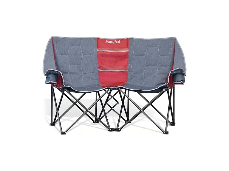 SUNNYFEEL Grey-Red Loveseat Camping Chair