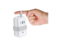 Travel Power Strip with USB Ports 1 USB-C Port 3 AC Outlets 3ft Extension Cord White