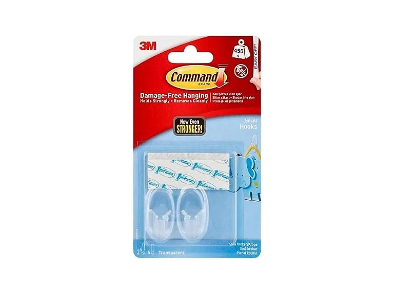 Command Small Hooks, Clear, 2-Hook, 6-Pack