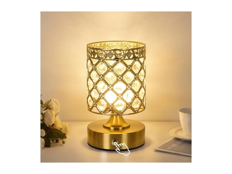 TOBUSA  Gold Crystal Rechargeable Cordless Table Lamp