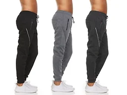 (3PK) Men's Joggers With Zipper Pockets