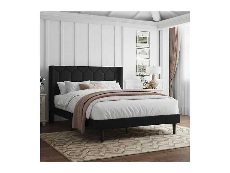 Velvet Bed Frame, No Box Spring Needed