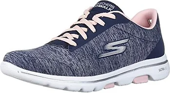 Skechers Women's Go Walk 5 True Sneaker, Navy/Pink, 5