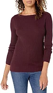 Amazon Essentials Women's Classic-Fit Lightweight Long-Sleeve Sweater, Burgundy, X-Small