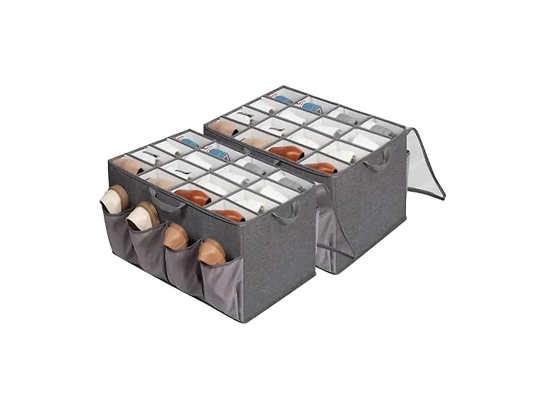 STORAGEIDEAS Fabric Shoe Organizer for Closet, Grey, 2 Pack