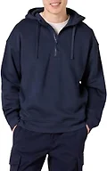 Amazon Essentials Men's Quarter-Zip Oversized-Fit Hoodie Sweatshirt, Navy, Small