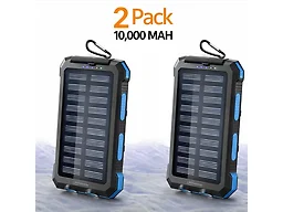 Wins BH-1063-2 PACK-BLUE Wins 2-Pack 10,000mAh Solar Charger Blue 