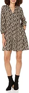 The Drop Women's @caralynmirand Ruffle-Neck Tiered Mini Dress, Black Floral Print, M
