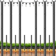 JYTOBN 10Ft String Light Poles,Poles for Outdoor String Lights with Fork and Fence Clamp,Hanging Lights Metal Stand Post for Deck Patio Backyard Garden Decorations