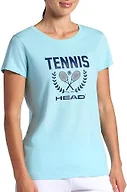 HEAD Women’s Tennis Graphic Crewneck T-Shirt, Relaxed Fit, Lightweight and Breathable Cotton-Poly Material, Aquatic, Medium