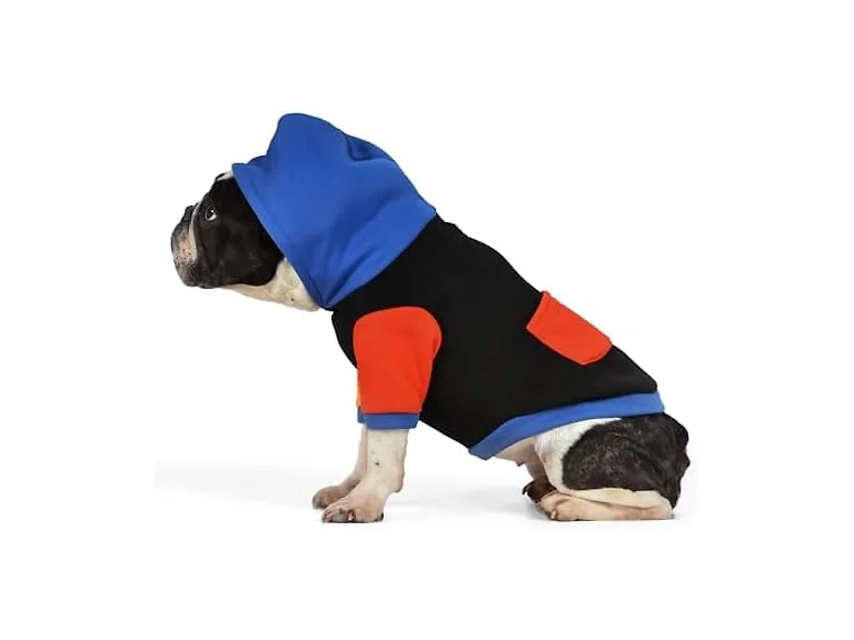 The Dodo Dog Hoodie, Black Colorblock, Size Large