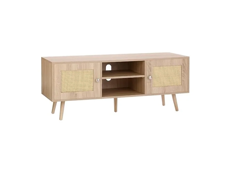 Rattan TV Stand, Mid Century Modern 65inch