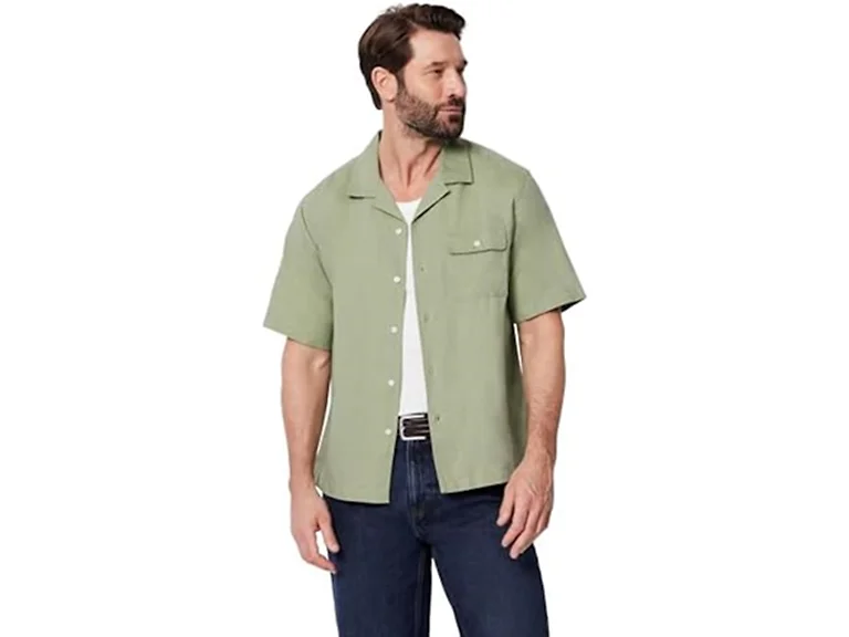 Amazon Essentials Men's Linen Blend Shirt Blue