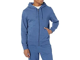 Amazon Essentials Men's Full-Zip Hooded Fleece Sweatshirt, Blue Heather, Large