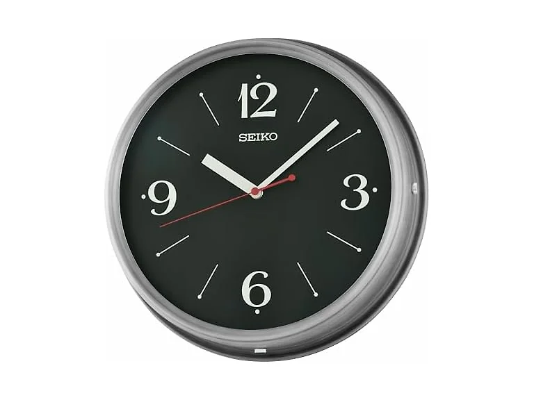 SEIKO QXA865KLH Non Ticking Wall Clock, Black, 12 Inches