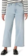 Amazon Essentials Women's Women's Low Stretch High-Rise Wide Leg Crop Jean, Iced Blue Light Wash, 8