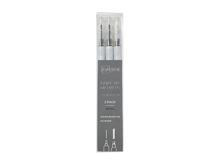 AVERY Dual Tip Markers - Fine Tip and Chisel Tip 3Pk