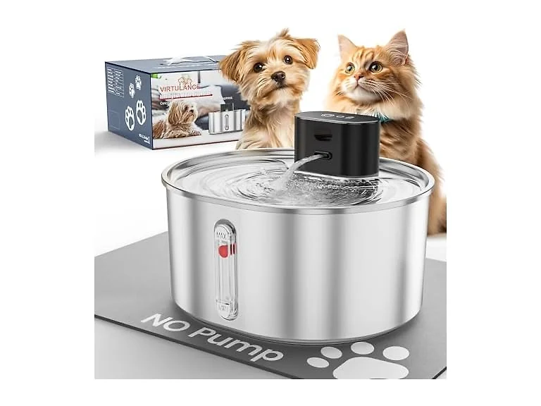 Virtulance No Pump Cat Water Fountain with 3 Filter