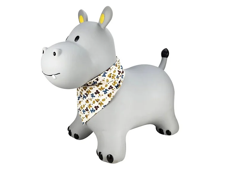 BounceZiez Inflatable Bouncy Ride-On Hopper - Gray Hippo