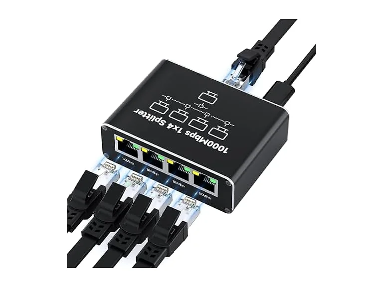 Ethernet Splitter 1 to 4 1000Mbps High Speed Either Network Splitter