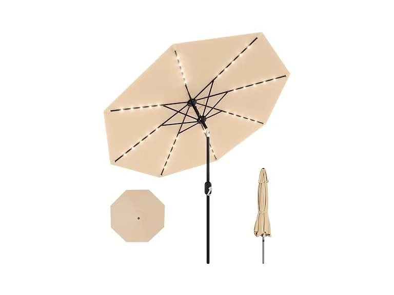 GarveeLife 10 ft Solar Patio Umbrella
