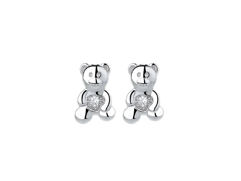 White Gold Plated Bear Earrings