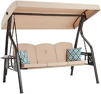 ZZW 8012 3-Seat Outdoor Porch Swing with Stand, Patio 