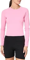 GGOV Womens Long Sleeve Crop Workout Tops Yoga Cropped Top Gym Shirts Athletic Clothes Slim Fit Pink