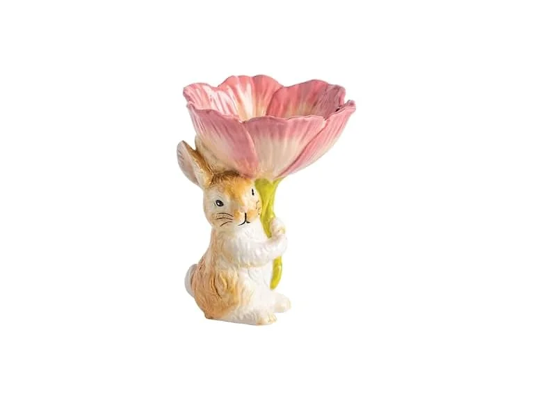 Mud Pie Easter Bunny Flower Candy Pedestal