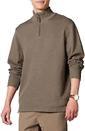 Amazon Essentials Men's Quarter-Zip French Rib Mock Neck Sweater, Casual Wear, Brown Heather, Large