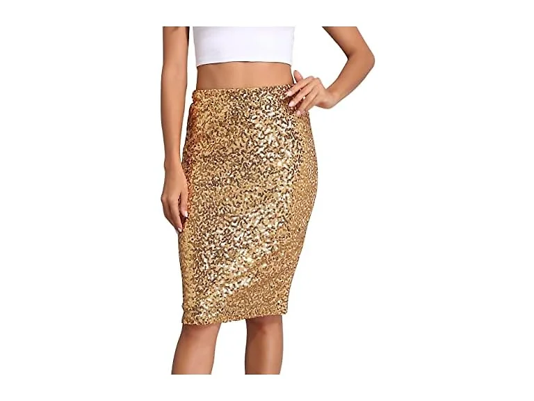 PrettyGuide Women (20-22) Sequin Skirt High Skirt