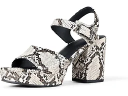 Amazon Essentials Women's Platform Block Heel Sandals with Ankle Strap, Faux Snake, 5